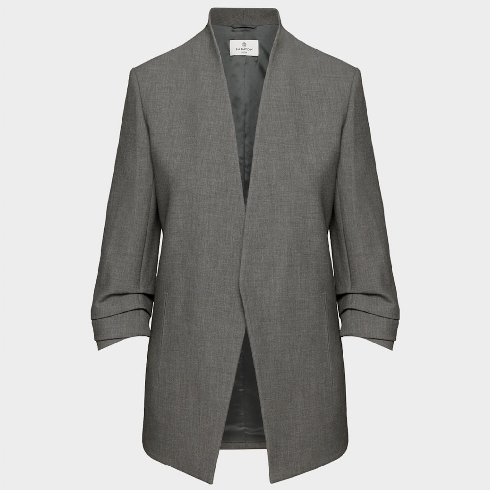 Babaton Charcoal Open-Front Collarless Blazer